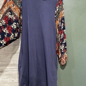 T-shirt dress with floral sleeves